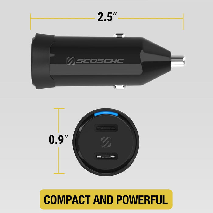 Scosche CPDCC40M PowerVolt - Cargador de coche USB-C de 40 W, de doble puerto
