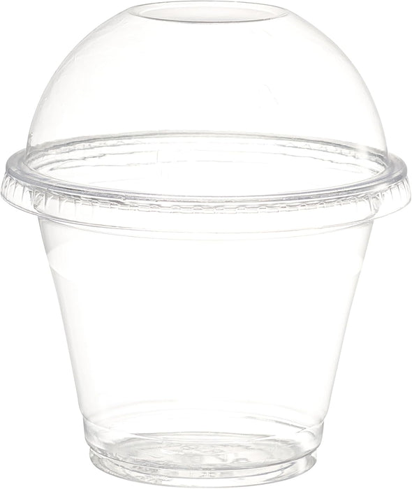 GUSTO Vasos de plástico transparente de 9 onzas con tapas de cúpula, 50 unidades