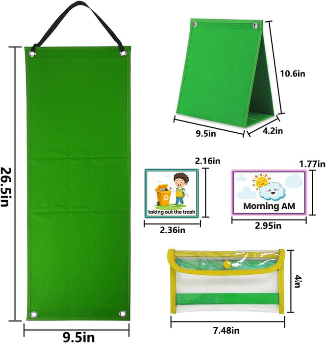 Tabla de horarios visuales para niños, herramienta de aprendizaje de rutina diaria con 70 tarjetas duraderas