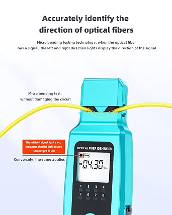 Identificador de fibra óptica a batería -50-26 dBm – Herramienta 5 en 1 con medidor
