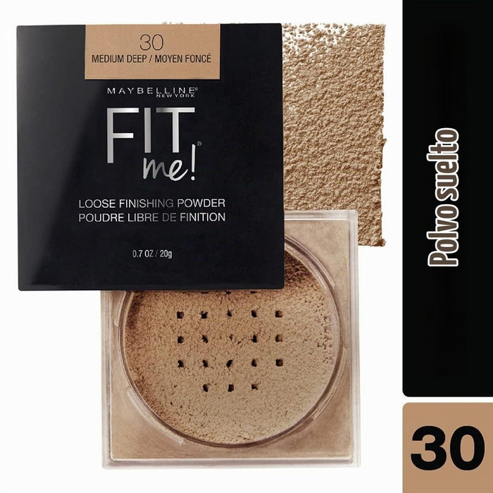 Maybelline Fit Me - Polvo fijador suelto, polvo facial y maquillaje de acabado, medio profundo