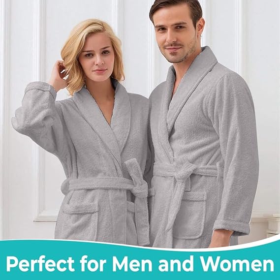 KAHAF COLLECTION Bata de baño de rizo de algodón para mujeres y hombres