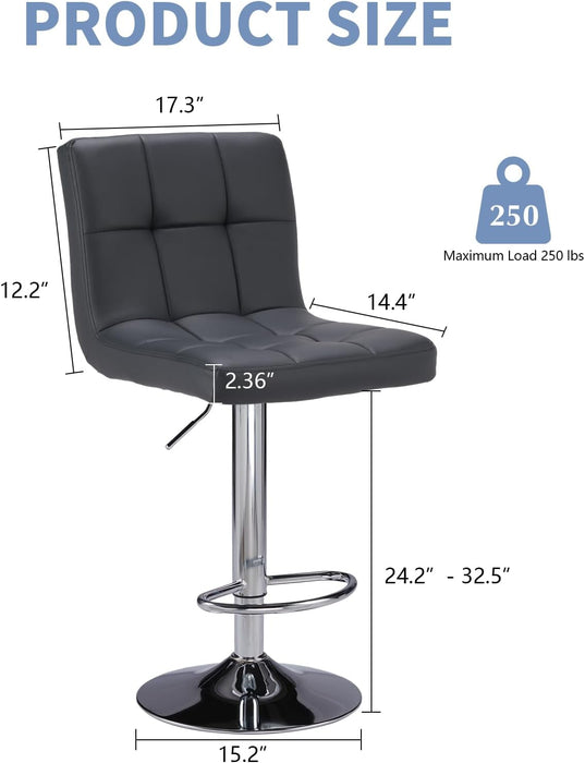 NEWBULIG Taburetes de bar con respaldo altura ajustable (juego de 2)