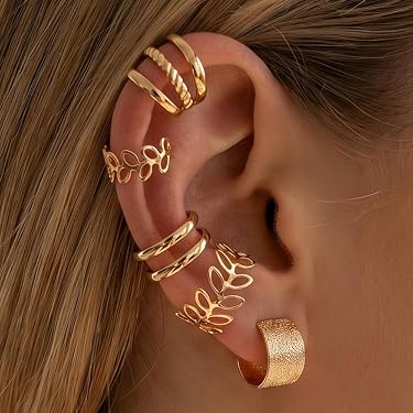 Juego de 5 pendientes minimalistas creativos sin perforaciones para la oreja