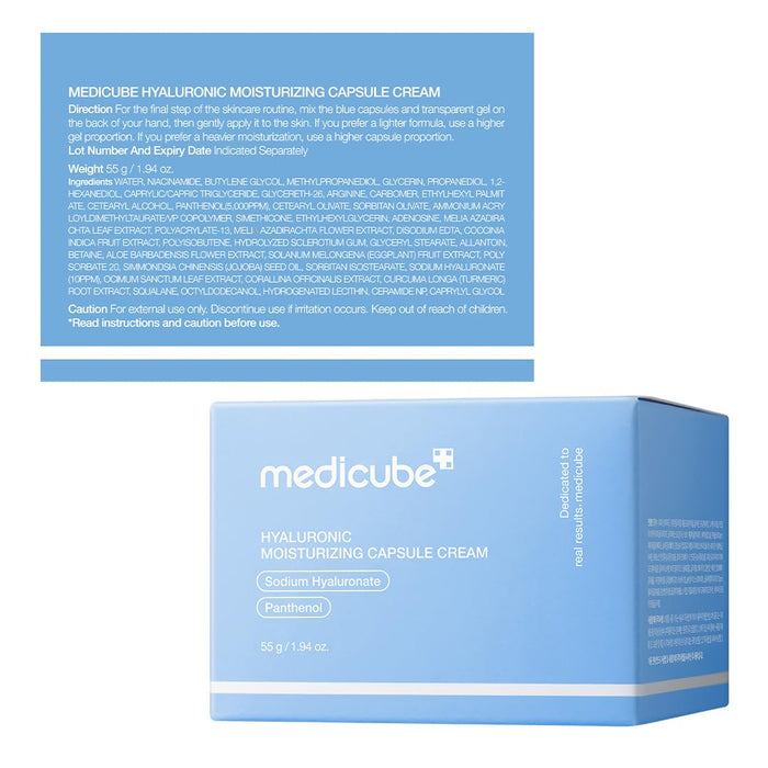 Medicube Crema cápsula con ácido hialurónico para una hidratación duradera de 120 horas, 55G