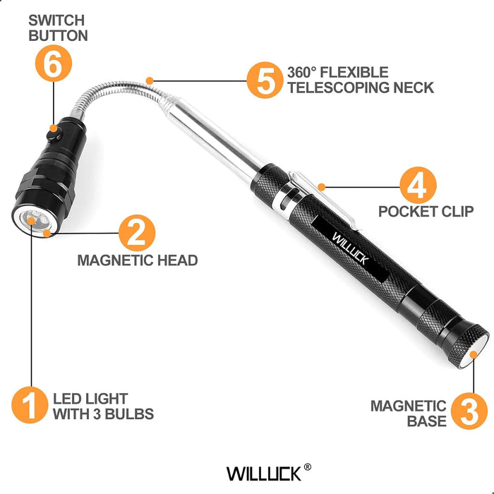 Herramienta Magnética de Recogida con Luces LED