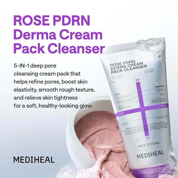 MEDIHEAL Rose PDRN Derma Cream Limpiador Facial, Mascarilla Limpiadora