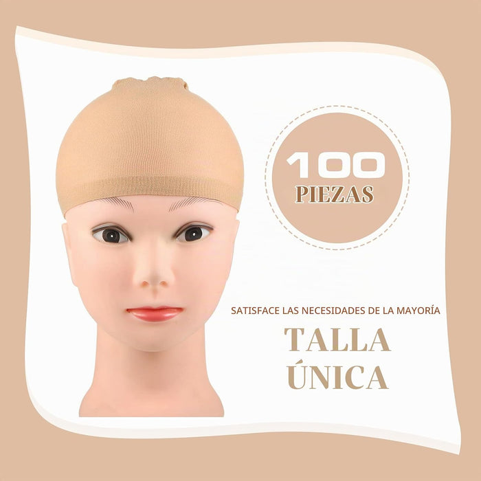 100 gorros para peluca de nailon elástico