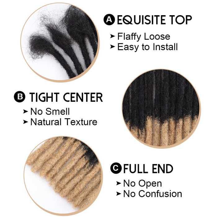 Extensiones de rastas de 8 pulgadas, 30 hebras de 0.8cm de ancho, 100% cabello humano
