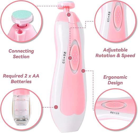Quinlions life Cortauñas eléctrico para bebé - 6 en 1 Lima de uñas para bebé