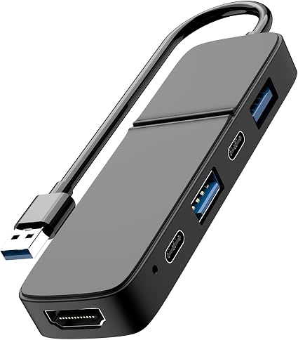 Adaptador USB a HDMI, concentrador USB C USB A 3.0 dual -5 en 1