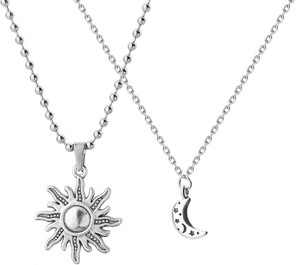 CHOORO Juego de 2 collares de sol y luna para parejas