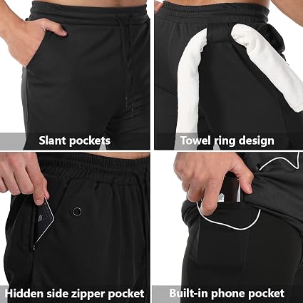 JWJ pantalones cortos 2 en 1 para correr, de secado rápido, para hombre