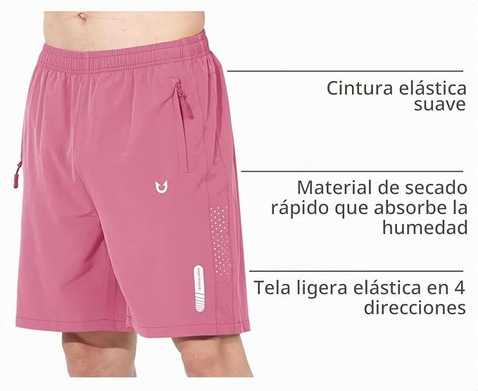 NORTHYARD Pantalones cortos deportivos para correr para hombres con tiras reflectantes plateadas