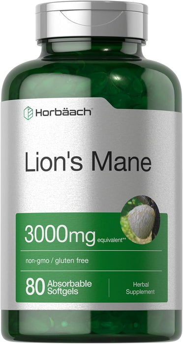 Horbäach Suplemento de hongos melena de leones, 80 cápsulas de cápsulas