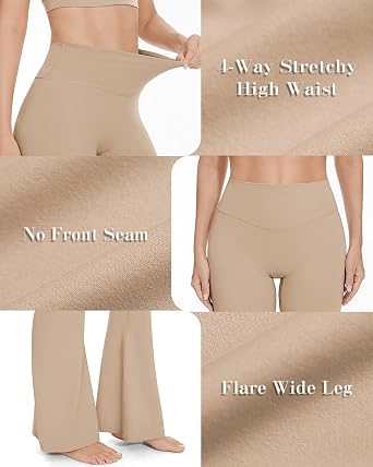 UEU Pantalones de yoga acampanados de cintura alta para mujer