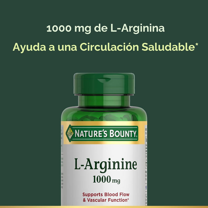 Nature’s Bounty L-Arginina 1000mg para apoyar el flujo sanguíneo y la función vascular