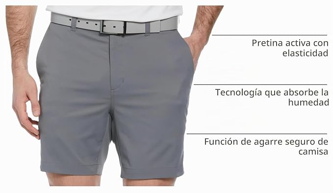PGA Tour Pantalón corto de golf elástico de alto rendimiento con frente plano para hombre.
