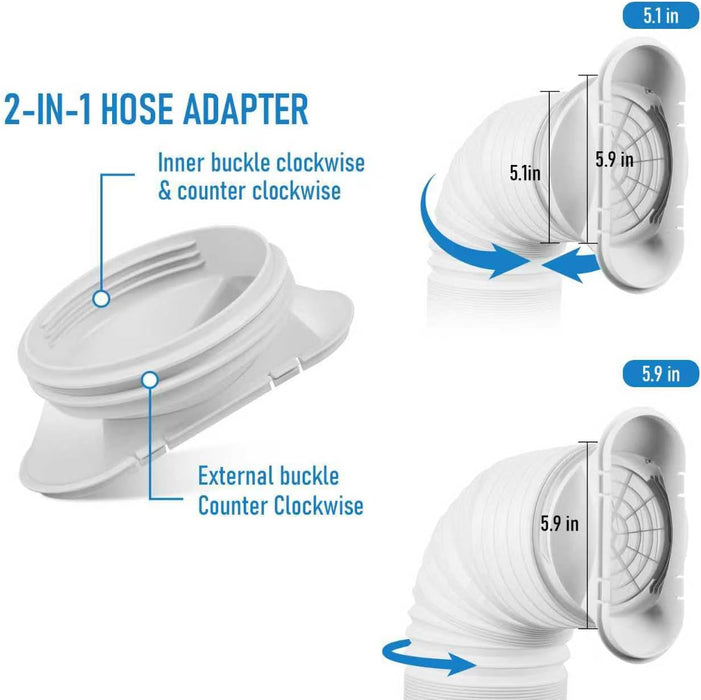 Ninonly Kit de ventilación de ventana de aire acondicionado portátil de 5.9