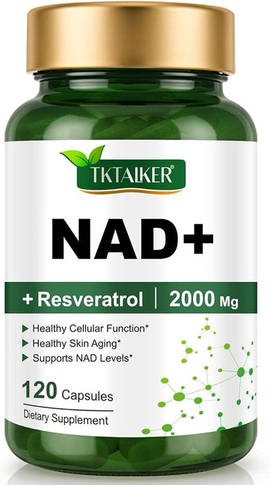 TKTALKER Suplemento NAD 2000 mg - 120 cápsulas. NAD y resveratrol auténticos, alternativa al NMN