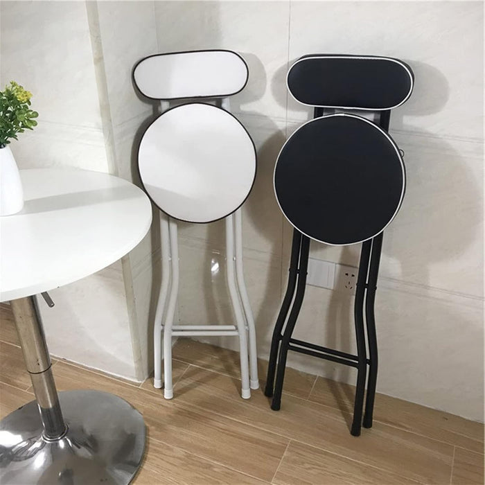 Taburete de bar plegable con respaldo de piel sintética