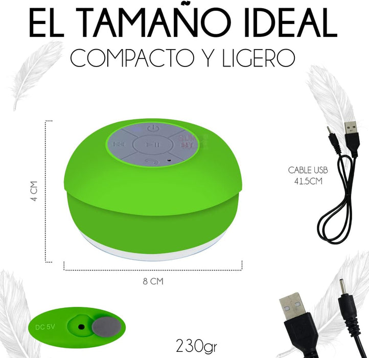 Bocina Bluetooth Portátil Recargable para Regadera con Ventosa