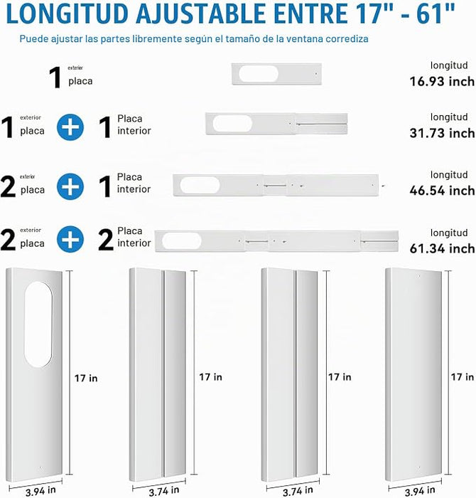 Ninonly Kit de ventilación de ventana de aire acondicionado portátil de 5.9