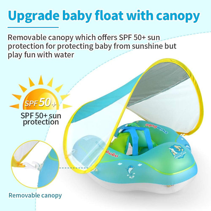 Flotador inflable para bebés con toldo, anillo flotante para niños