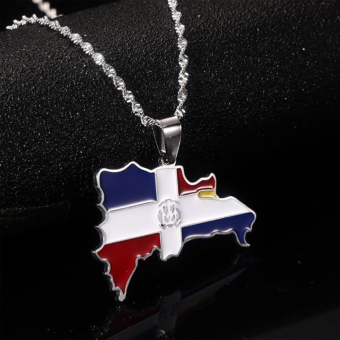 1 Collar Con Colgante De Mapa De República Dominicana