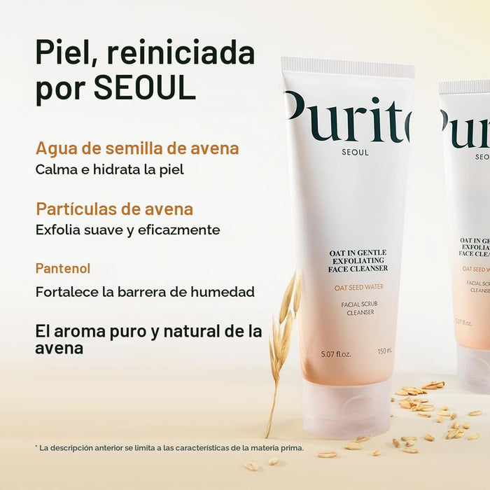 Limpiador exfoliante de avena PURITO para piel sensible, 150 ml