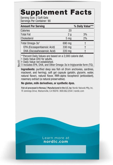 Nordic Naturals, Ultimate Omega, De Limón, 180 cápsulas blandas (640 mg por cápsula blanda)