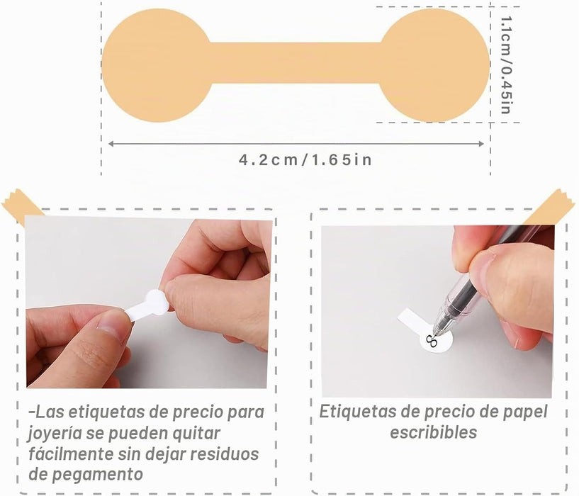 1000 calcomanías de etiquetas autoadhesivas en blanco para joyas
