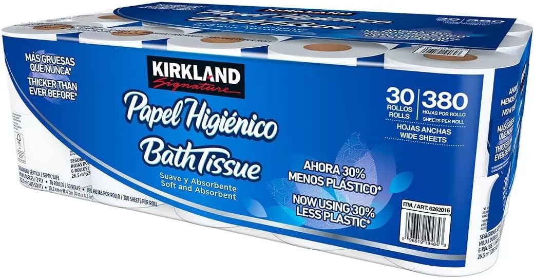 Kirkland Signature Bath Tissue, 2 capas, 425 hojas, 30 rollos
