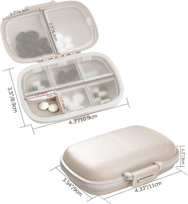 1 organizador de pastillas de viaje, estuche de pastillas portátil de 8 compartimentos