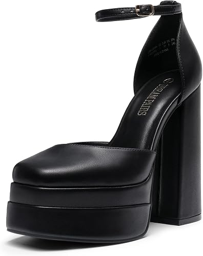DREAM PAIRS Zapatos de tacón alto con plataforma y punta cerrada para mujer