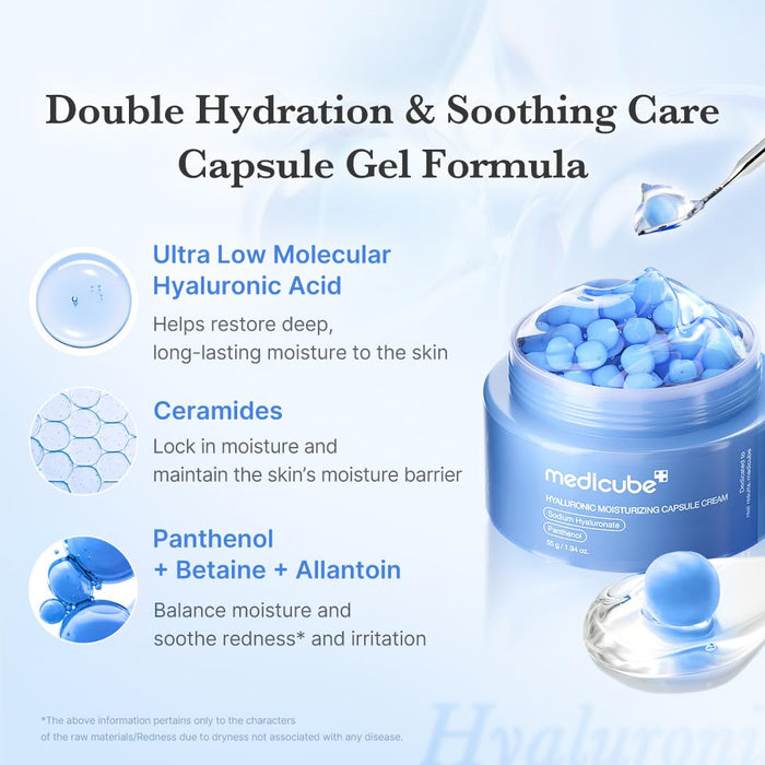 Medicube Crema cápsula con ácido hialurónico para una hidratación duradera de 120 horas, 55G