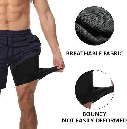 JWJ pantalones cortos 2 en 1 para correr, de secado rápido, para hombre