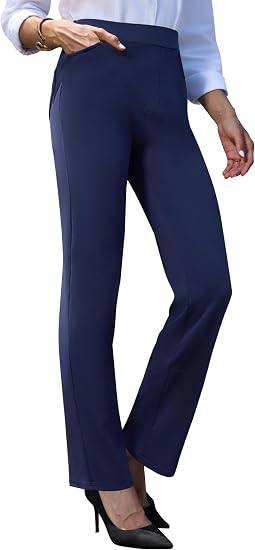 Keriffe Pantalones de yoga elásticos para mujer de cintura alta, pierna recta