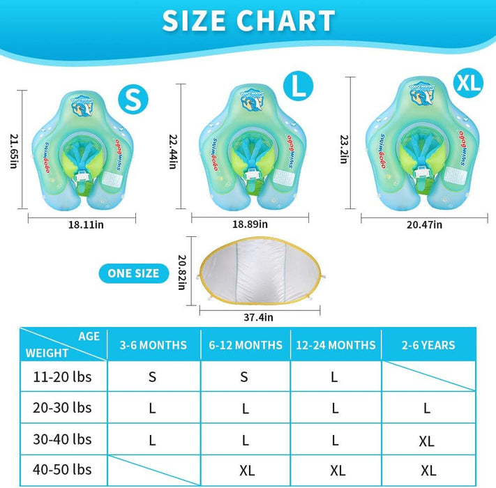 Flotador inflable para bebés con toldo, anillo flotante para niños