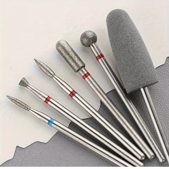 6 piezas de brocas de diamante para taladro de uñas, limpiador de cutículas