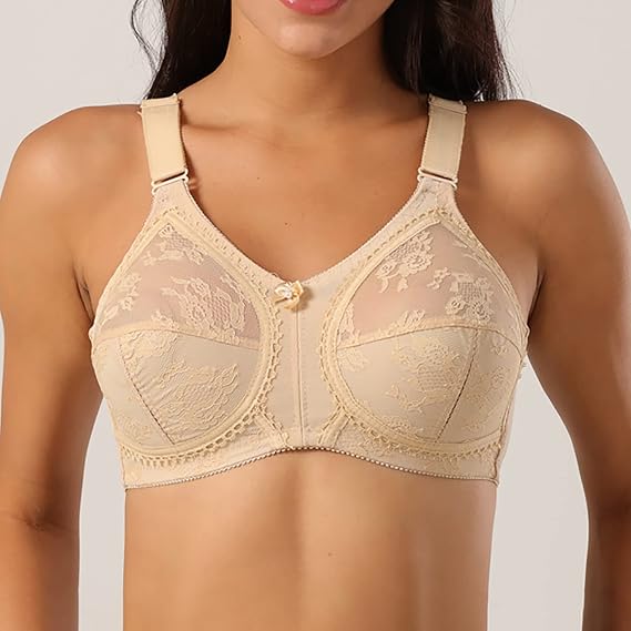 Brasier de encaje fino de copa completa para mujer sin esponja