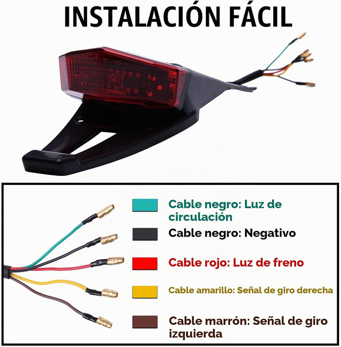 Guardabarros trasero rojo 12V LED luz trasera lámpara de freno señales de giro para motocicleta todoterreno