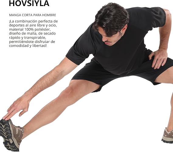 HovSiyla - Paquete de 5 camisetas para correr de hombre, tops deportivos, ajustados