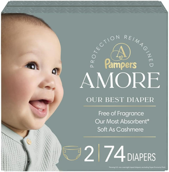 Pampers Amore, Talla 2 (4,5-10 kg), 74 unidades