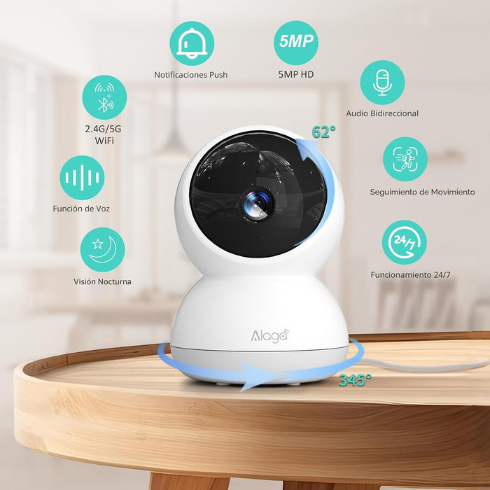 Alaga Cámara para interiores, cámara de seguridad HD 3K para interiores