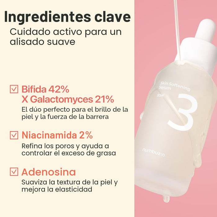 numbuzin No.3 Suero suavizante de la piel, suero fermentado para textura y poros de la piel