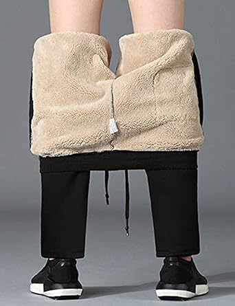 Yeokou - Pantalones deportivos térmicos de invierno con forro de sherpa para hombre