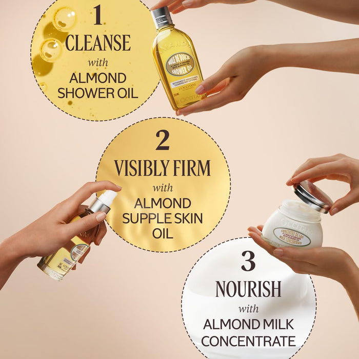 L'OCCITANE Aceite de ducha de almendra limpiador y suavizante, base para afeitar