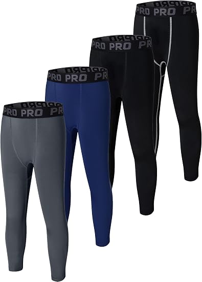 EXARUS Leggings de compresión para niños y jóvenes, pantalones deportivos