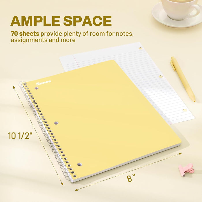 SUNEE 20 Cuadernos en espiral de 1 materia tamaño 8 x 10-1/2 pulgadas, 70 hojas por cuaderno